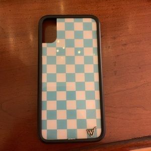 wildflower blue checkered  iphone x/xs phone case